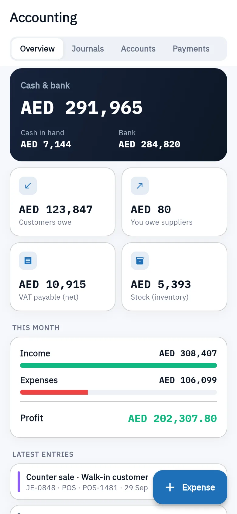 Bundle ERP on a phone: accounting and vat
